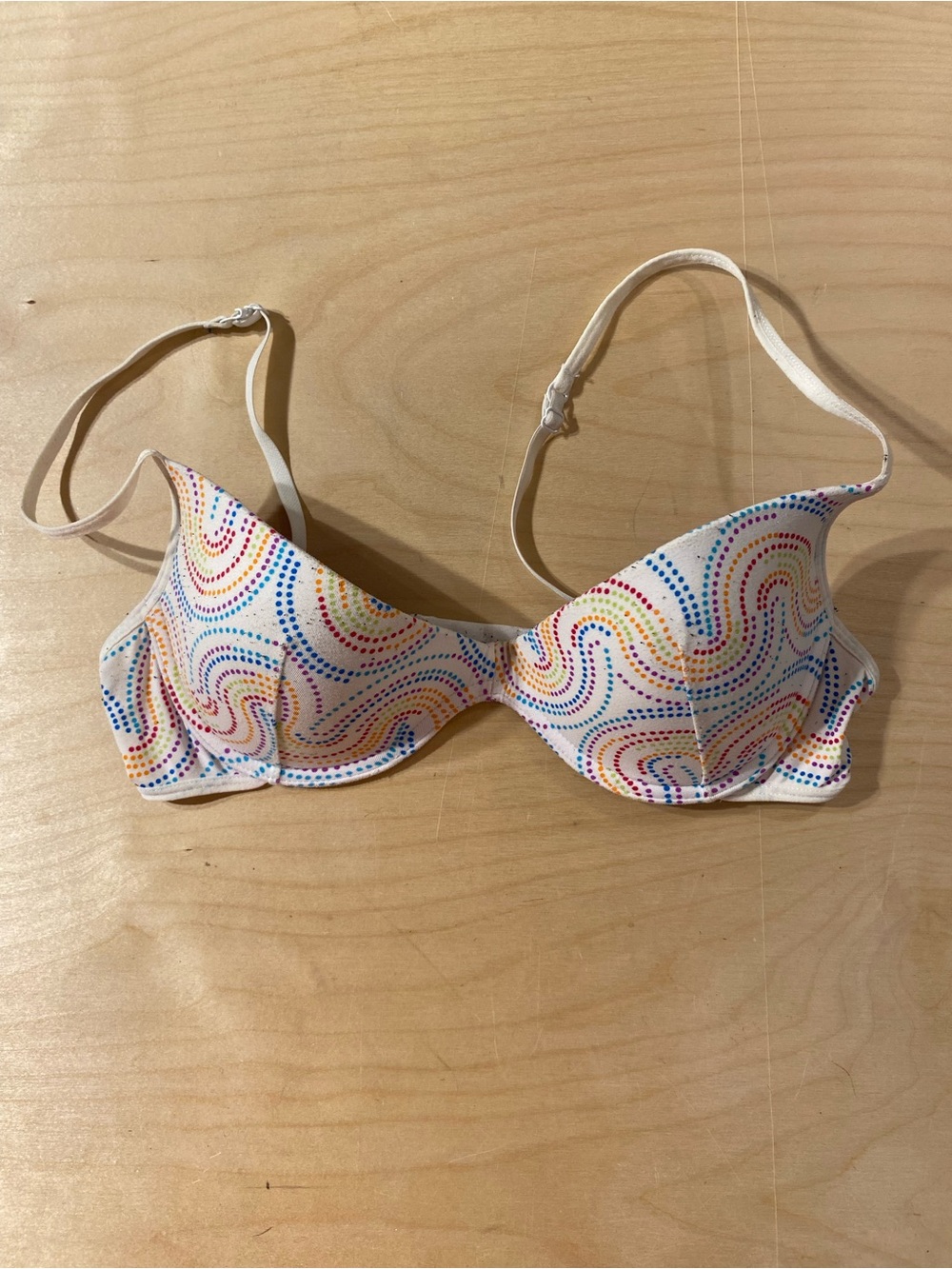 Flirtitude Underwire White Multicolor Dot Pattern Bra 36B (SJ)